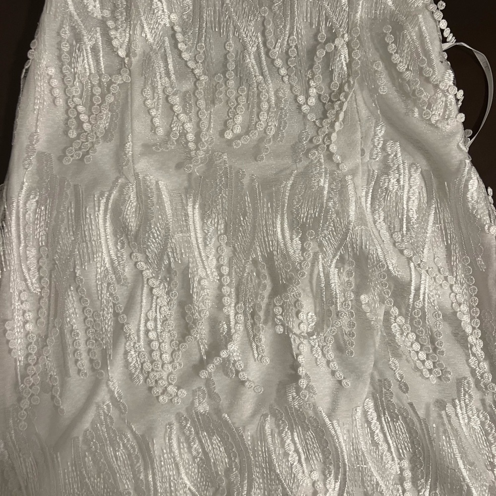 Making Magic White Fringe Lace-Up Mini Dress - Picture 6 of 9